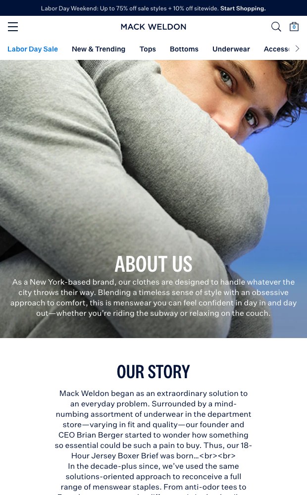 Mobile about us section