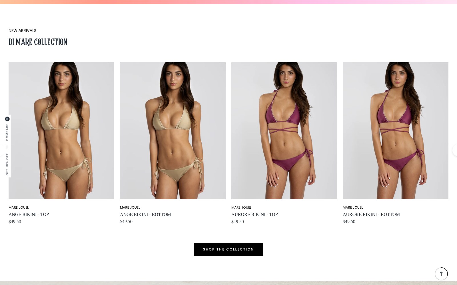 Di Mare product grid with tops and bottoms priced separately