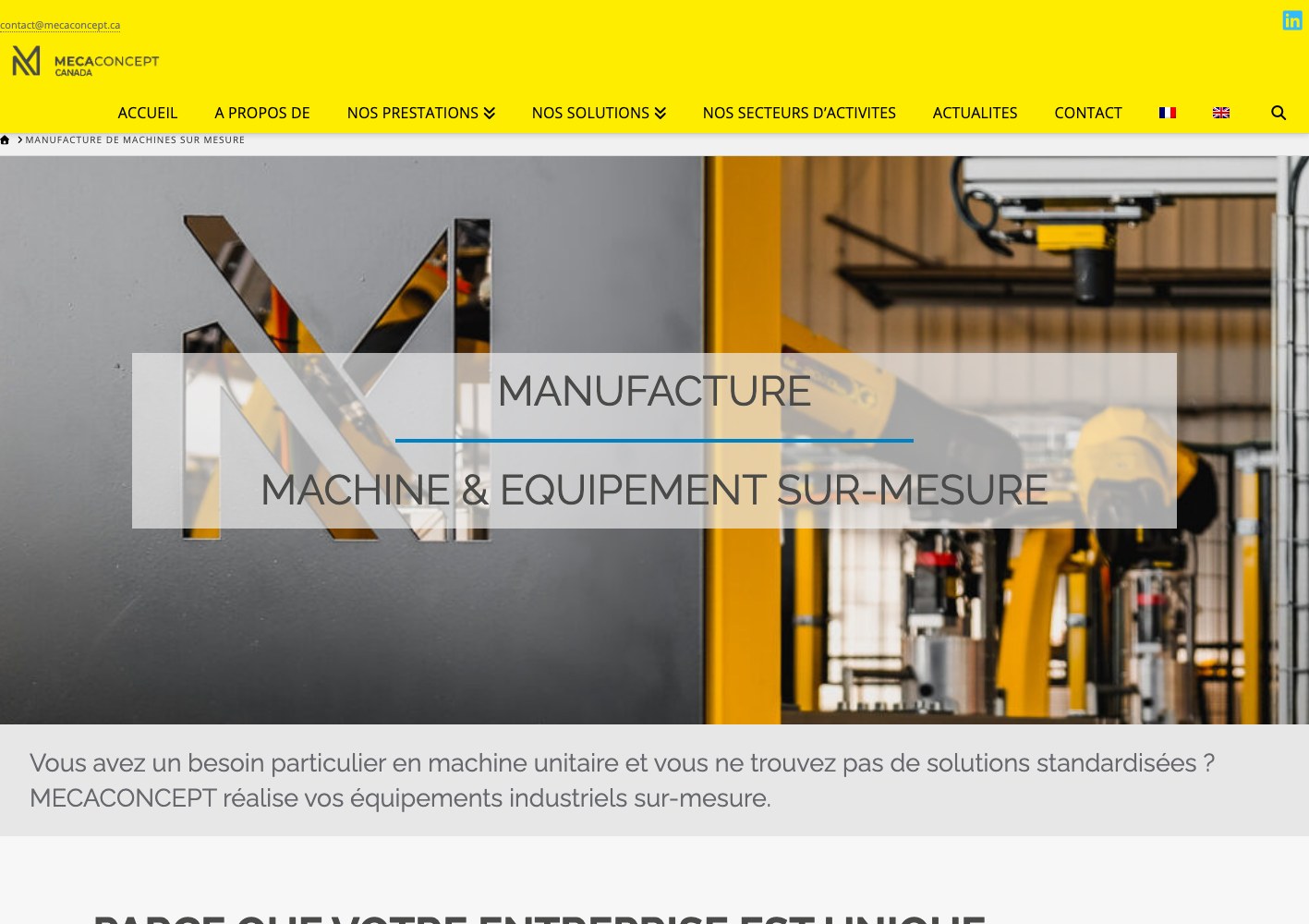 Mecaconcept custom machine and equipment manufacturing page header