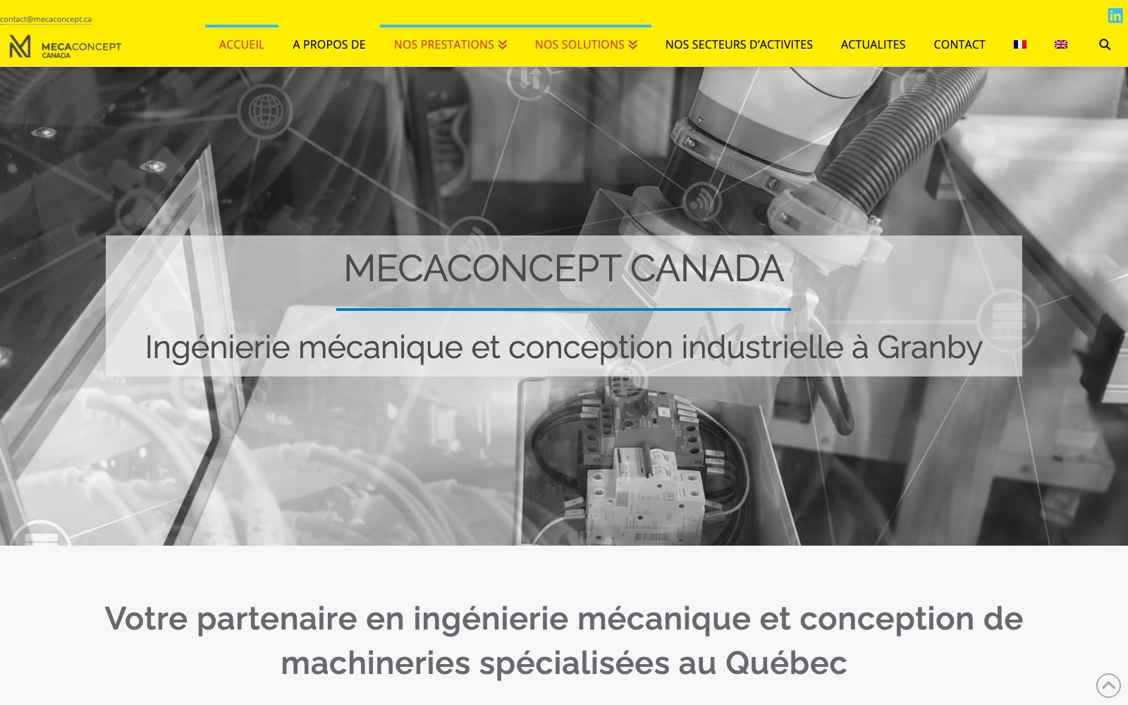 Solutions GCF / Mecaconcept Canada website homepage