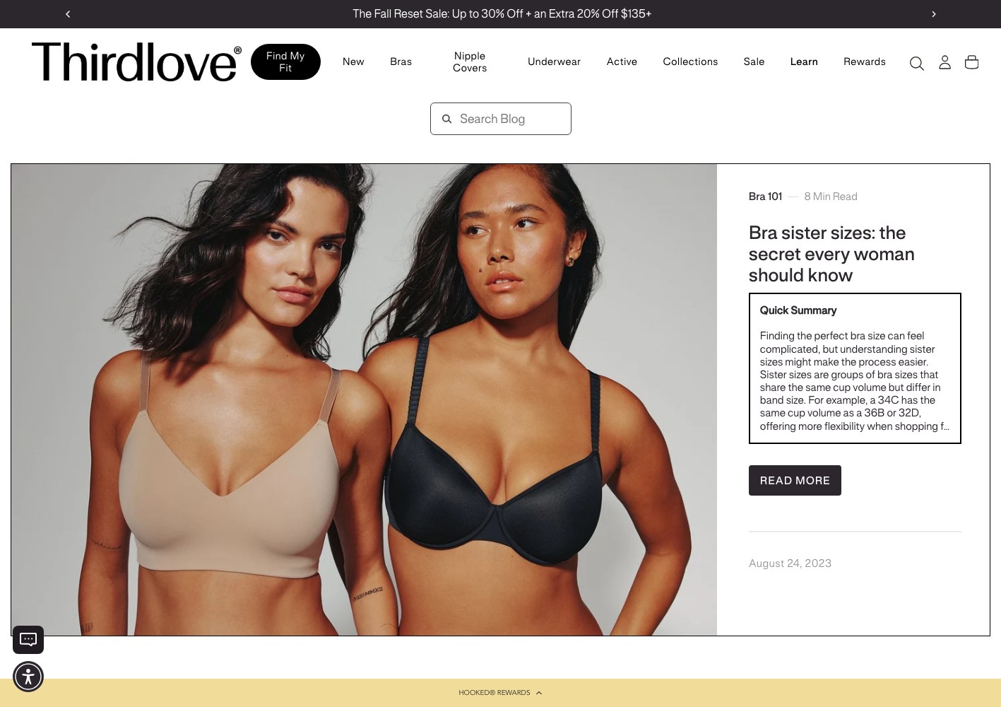 Editorial article on bra sister sizes with real-body photography