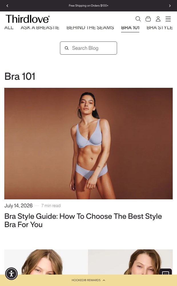 Mobile bra style guide article listing