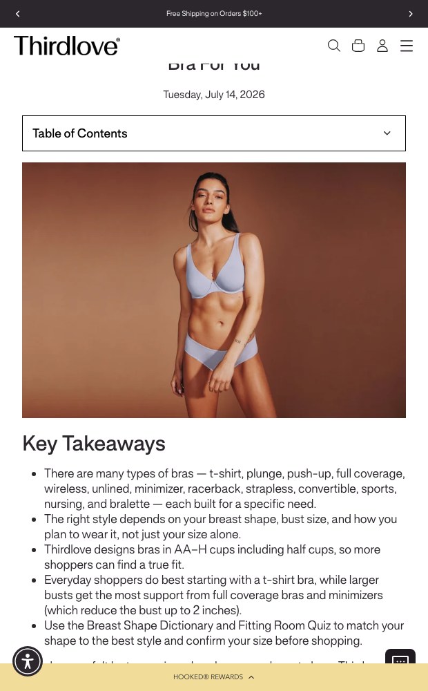 Mobile fit article with a table of contents and key takeaways