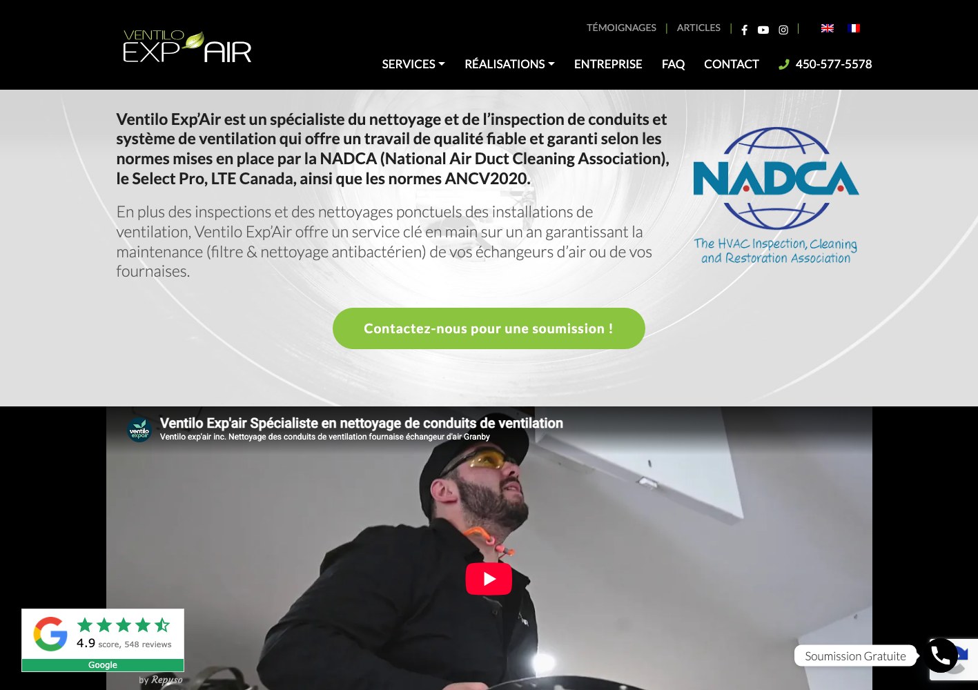 Company description with certification logos