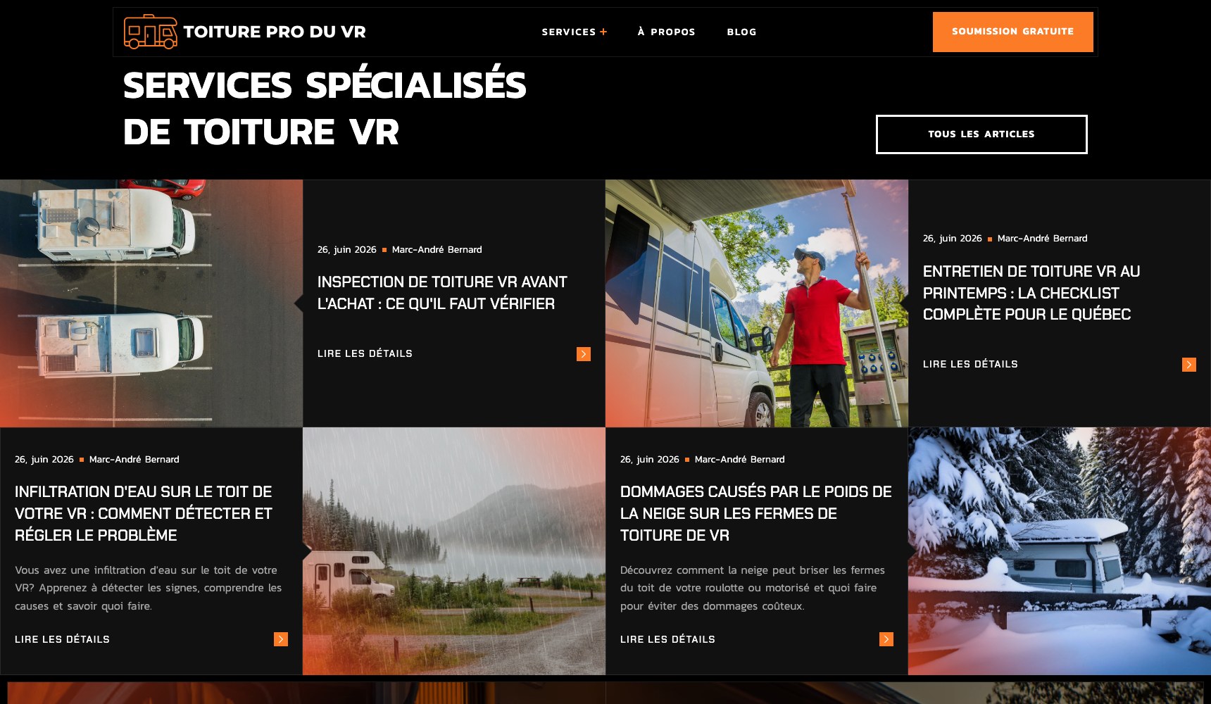 Toiture VR specialised RV roofing article grid