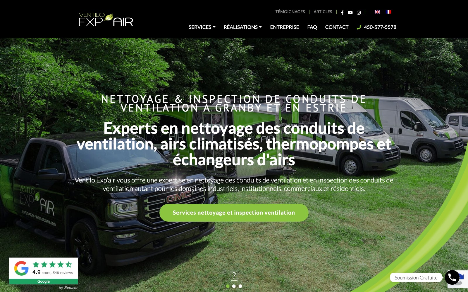 Ventilo Exp'Air website homepage