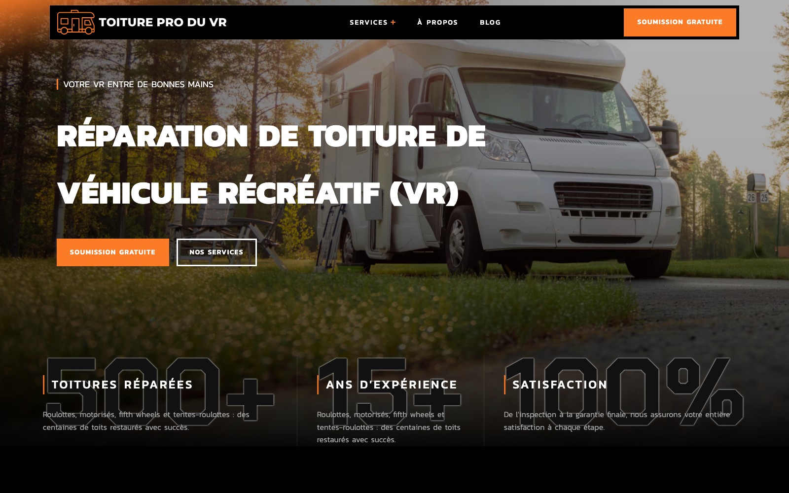 Toiture VR website homepage