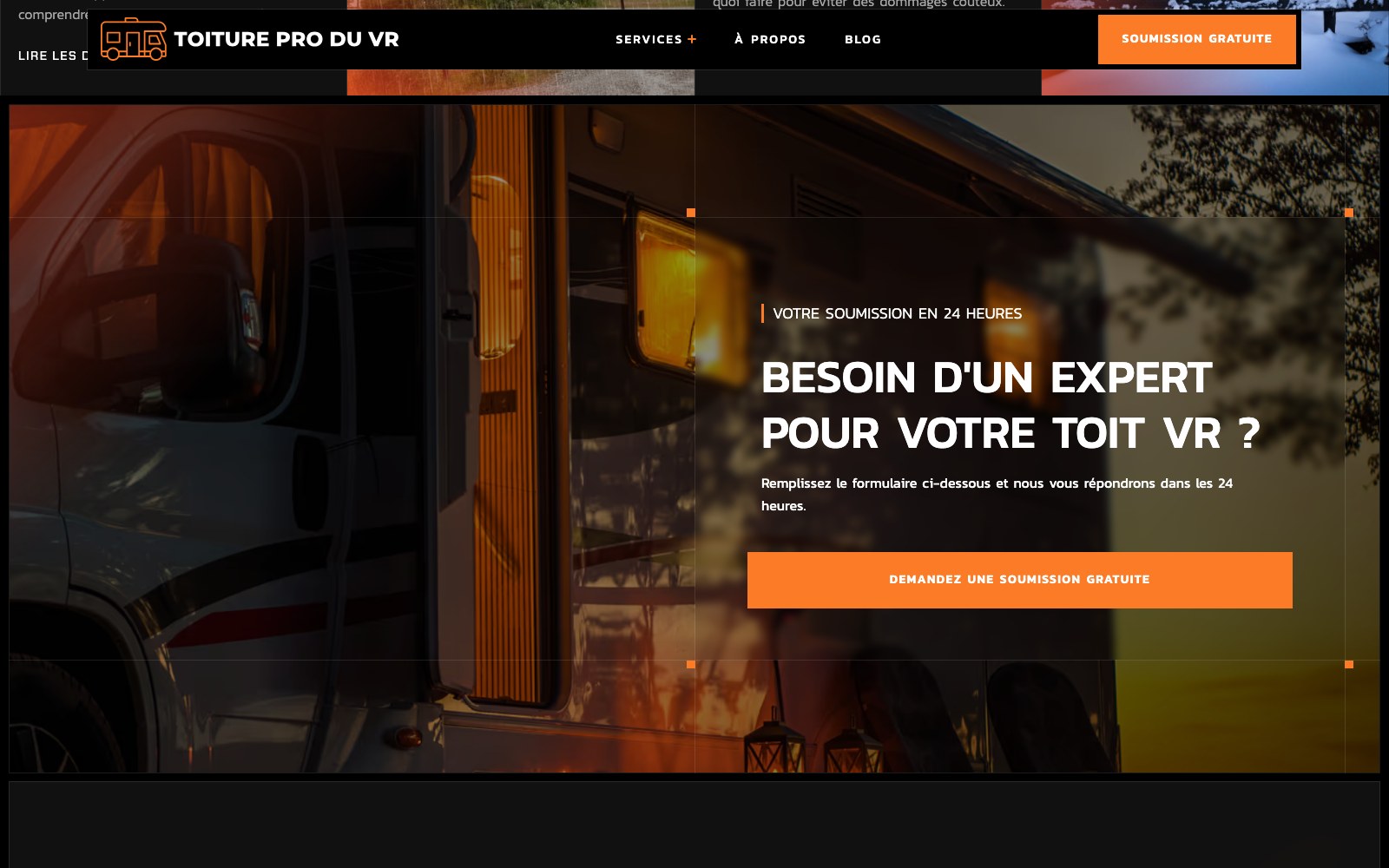 Toiture VR call-to-action band, need an expert for your RV roof