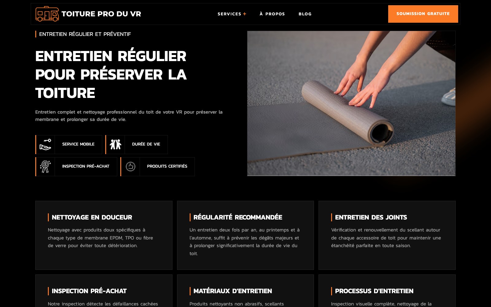 Toiture VR preventive maintenance section with the membrane care checklist