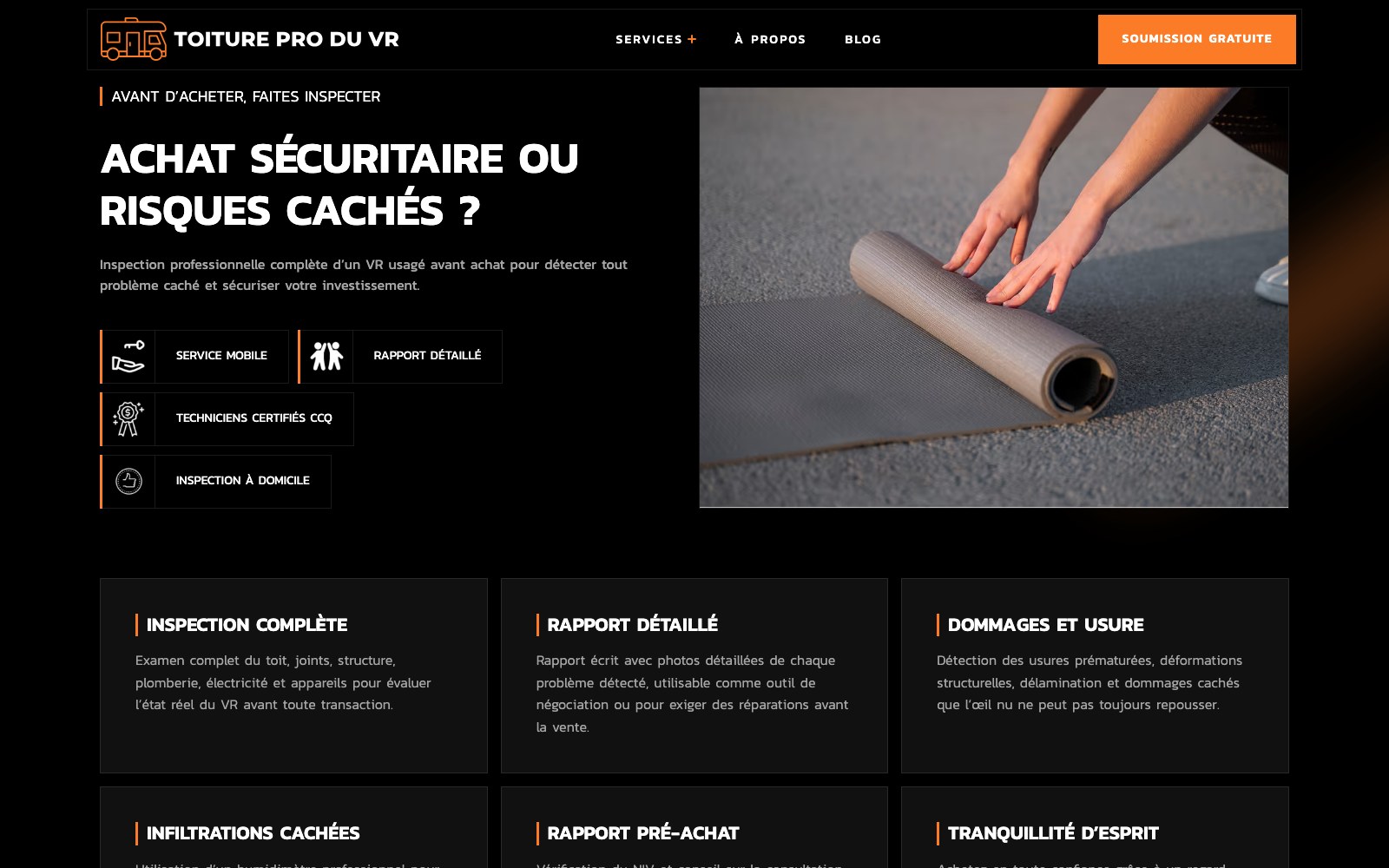 Toiture VR pre-purchase inspection section