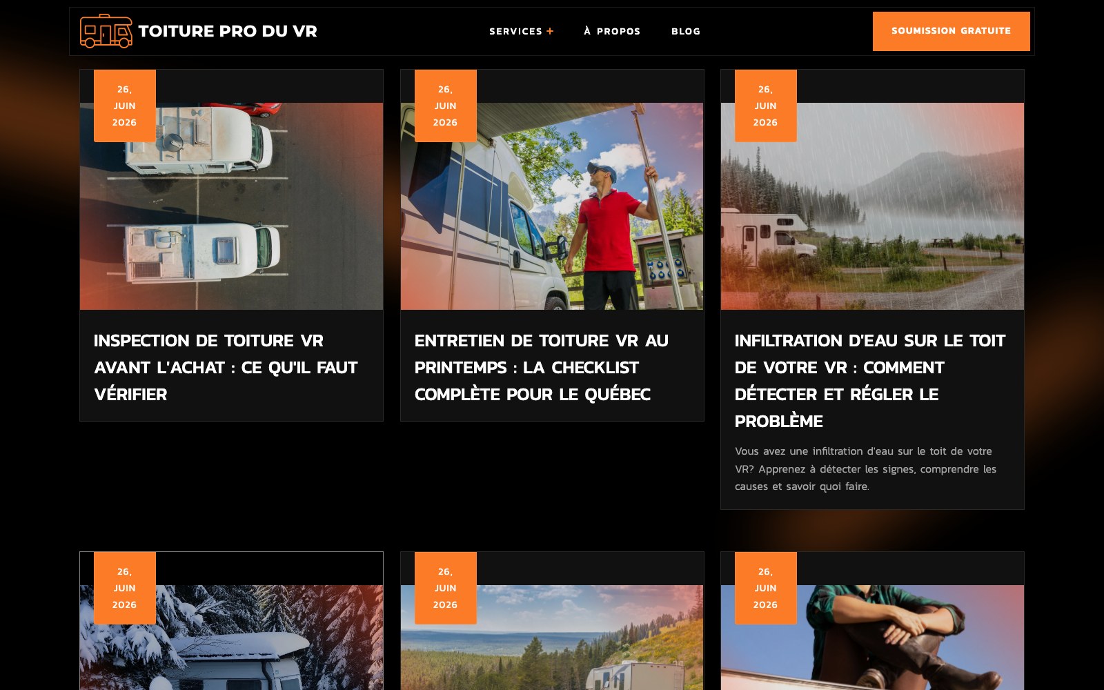 Toiture VR specialised RV roofing article grid