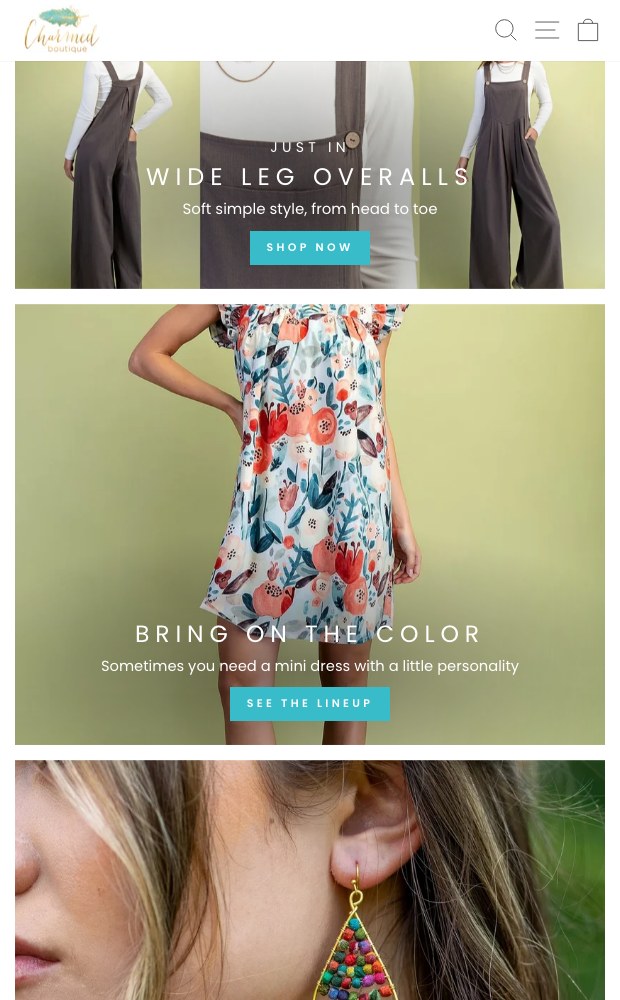 Mobile homepage with stacked seasonal editorial blocks