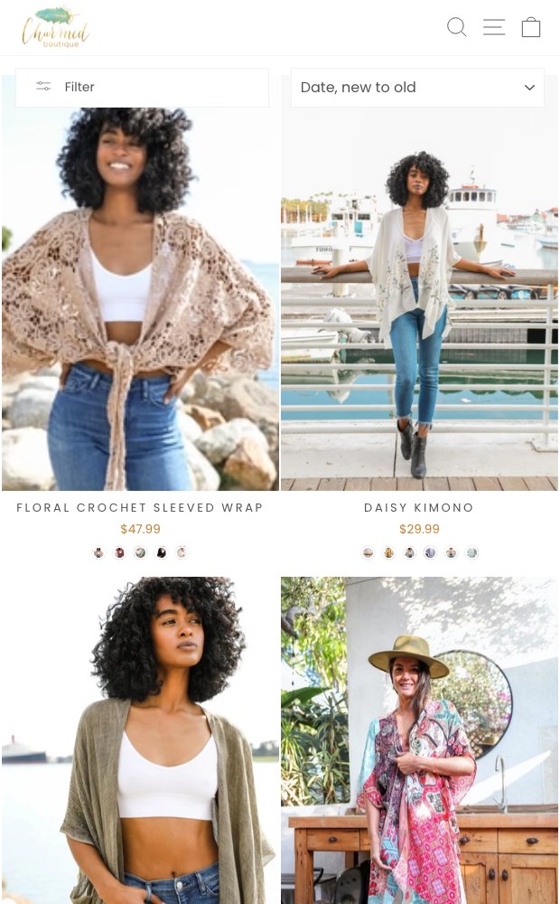 Mobile kimonos collection with swatch selection
