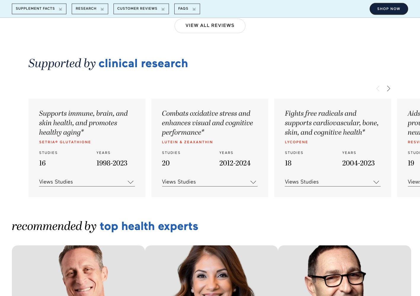 Supported by clinical research study cards and expert endorsements