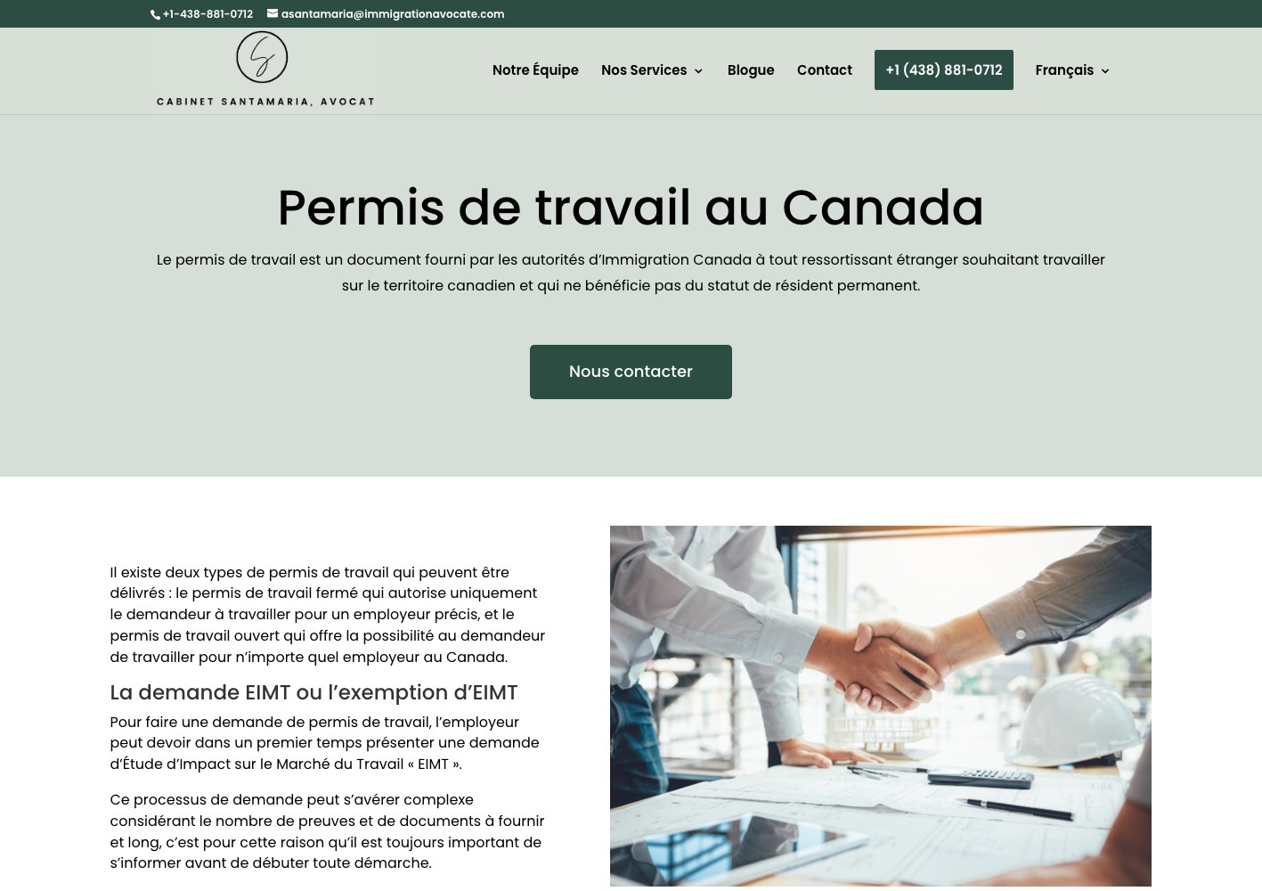 Canadian work permit landing page