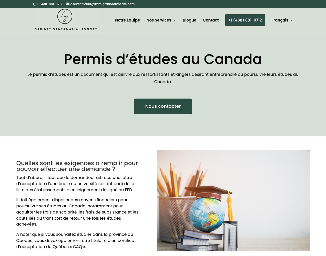 Canadian study permit landing page