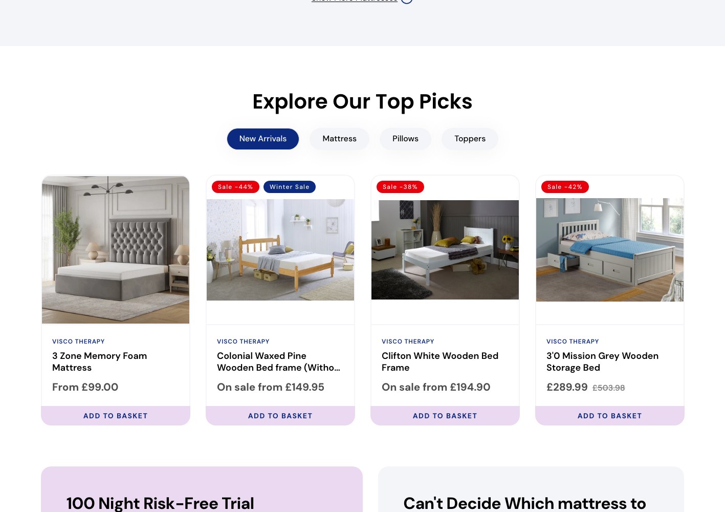 Explore Our Top Picks above the 100 night risk-free trial band