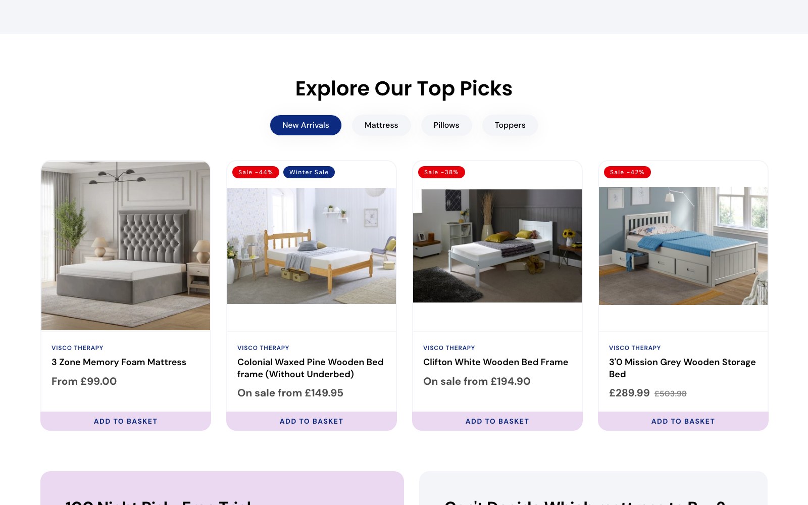 Explore Our Top Picks product row with new arrivals tabs