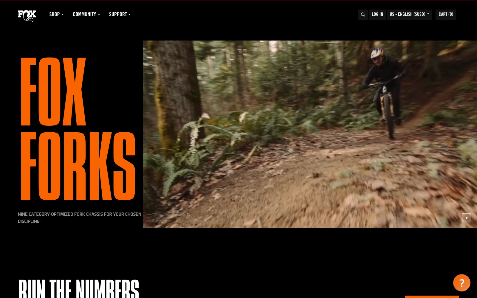 FOX Forks category page with trail photography