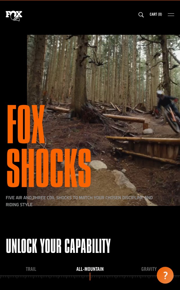 Mobile FOX shocks category page