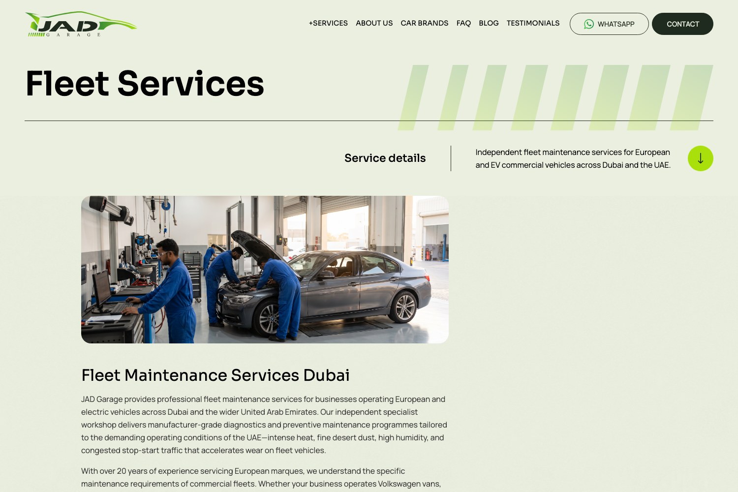 Fleet services page for corporate vehicle accounts
