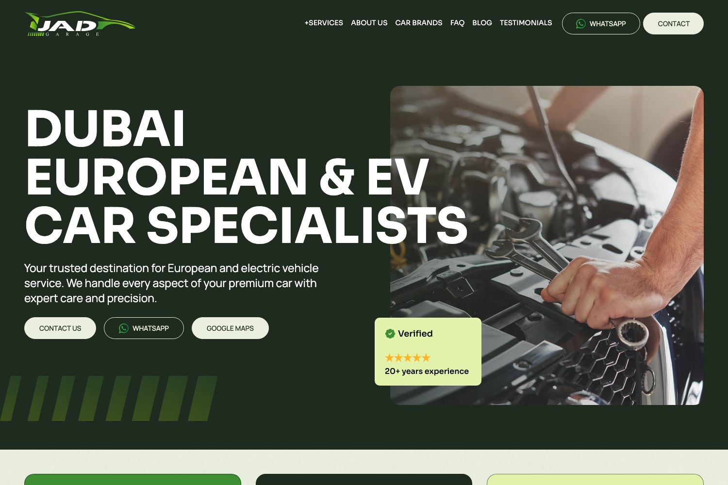 Dubai European and EV car specialists homepage hero