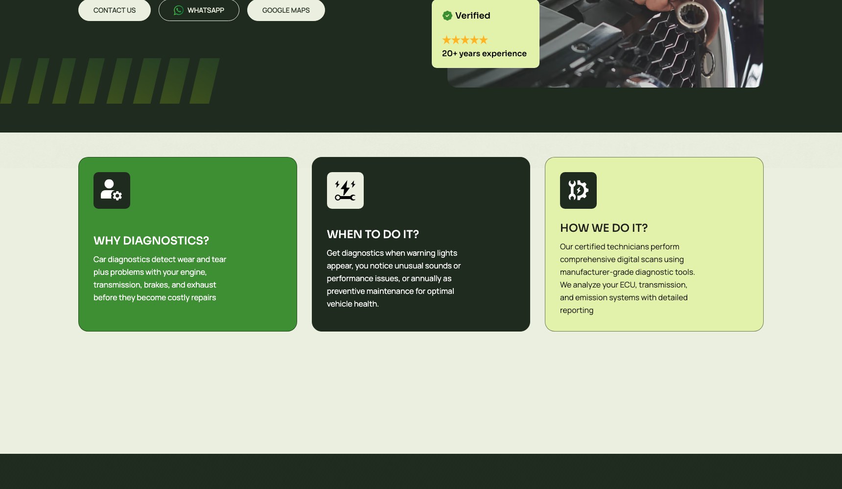 Why, when and how diagnostics cards on the diagnostics page