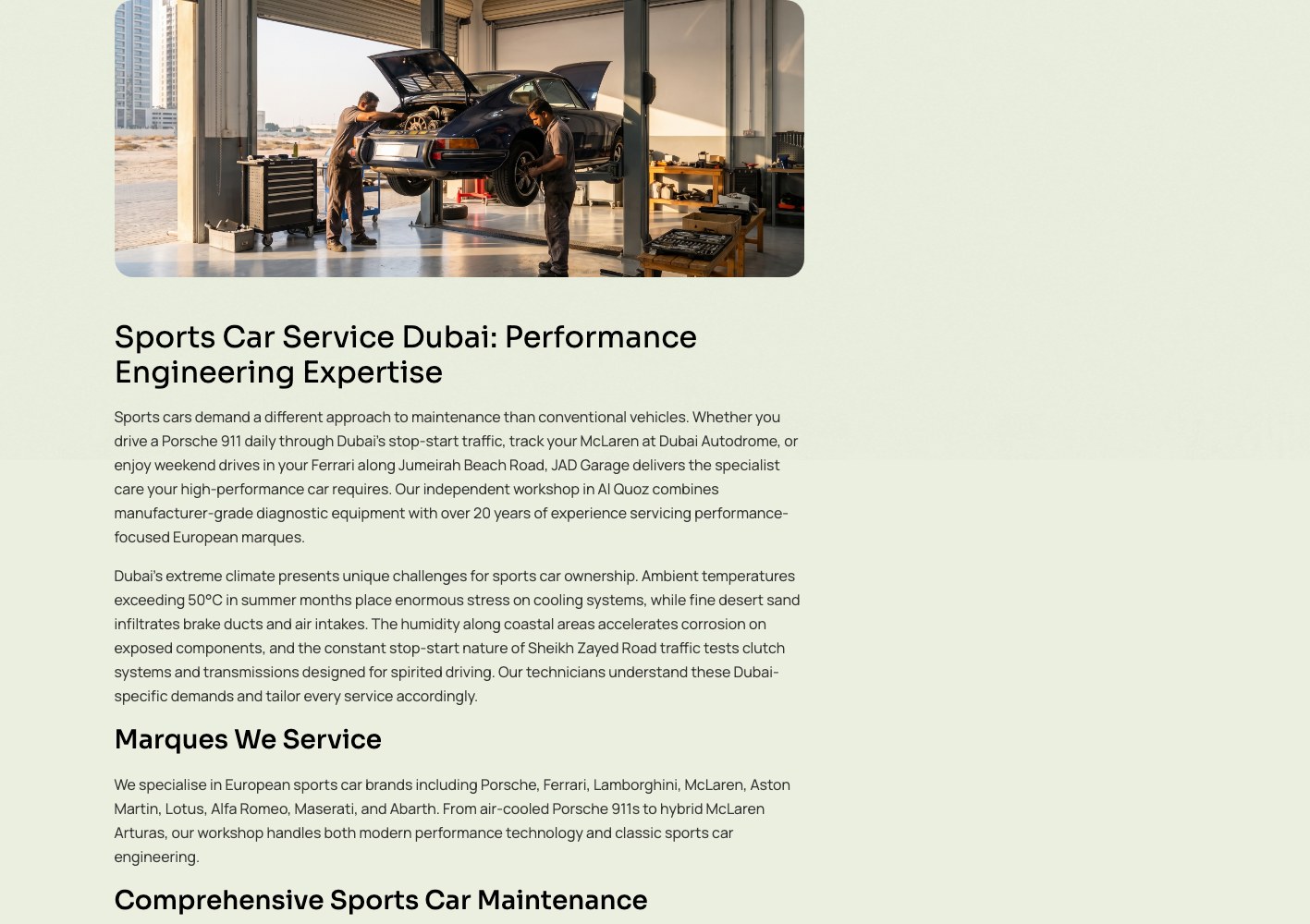 Sports car performance engineering detail and marque list