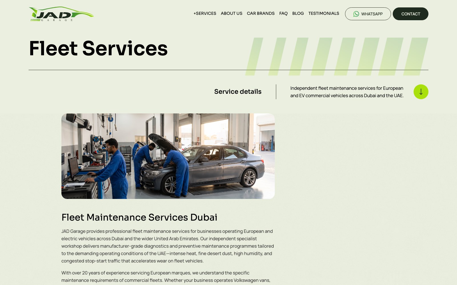 Fleet services page hero for corporate accounts