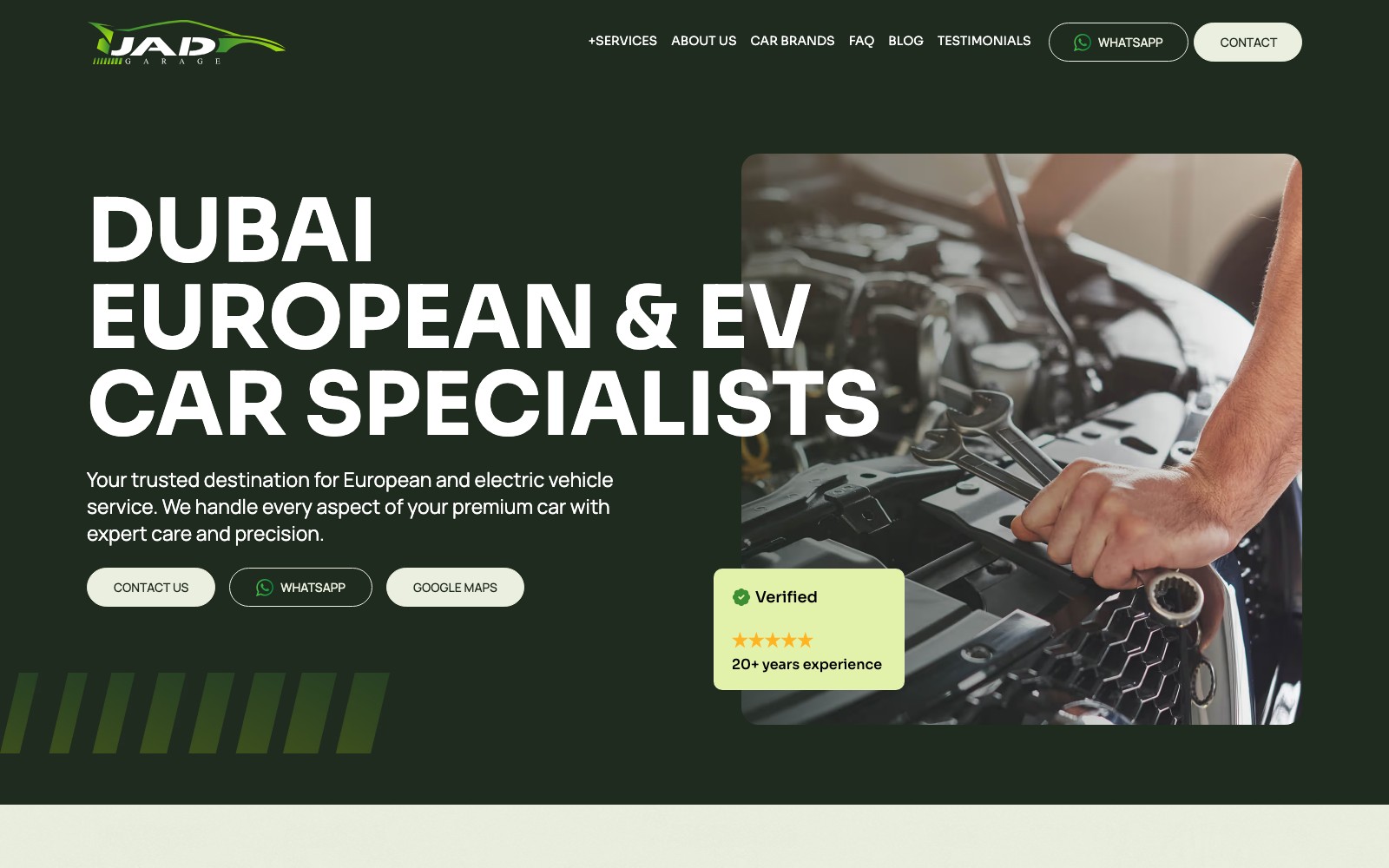JAD Garage website homepage