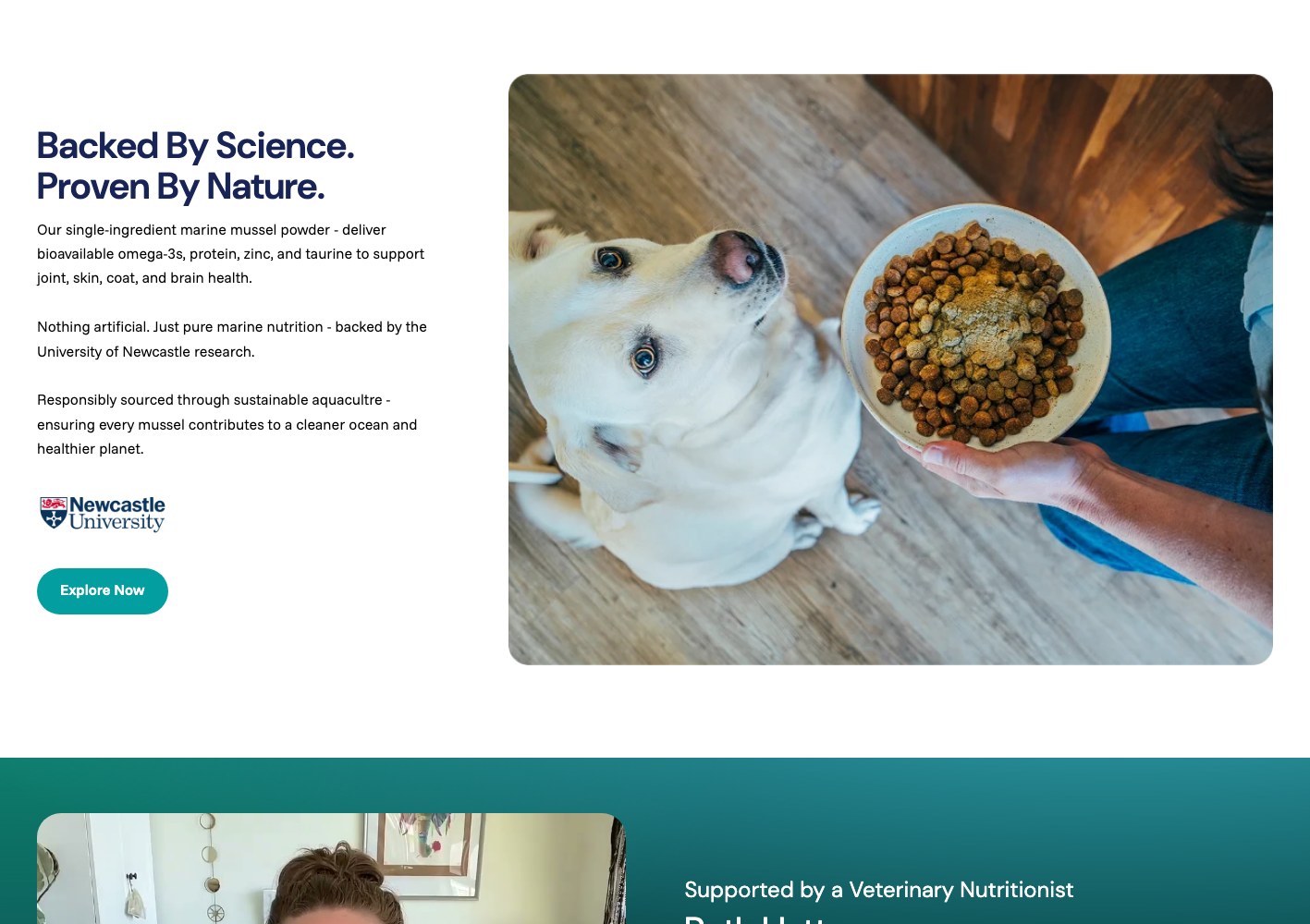 Backed by science panel beside the sprinkled feeding bowl