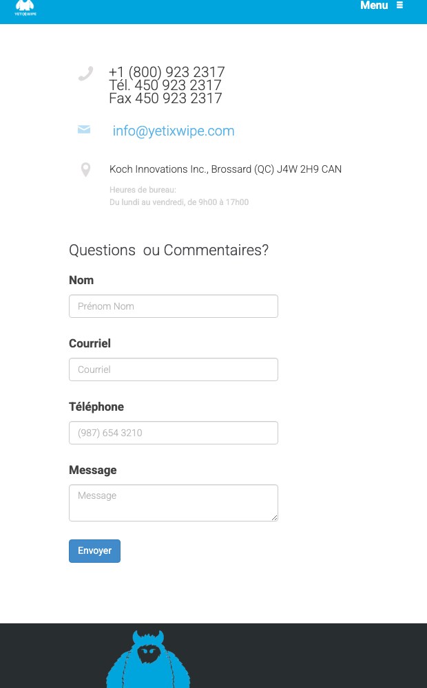 Mobile contact details and enquiry form