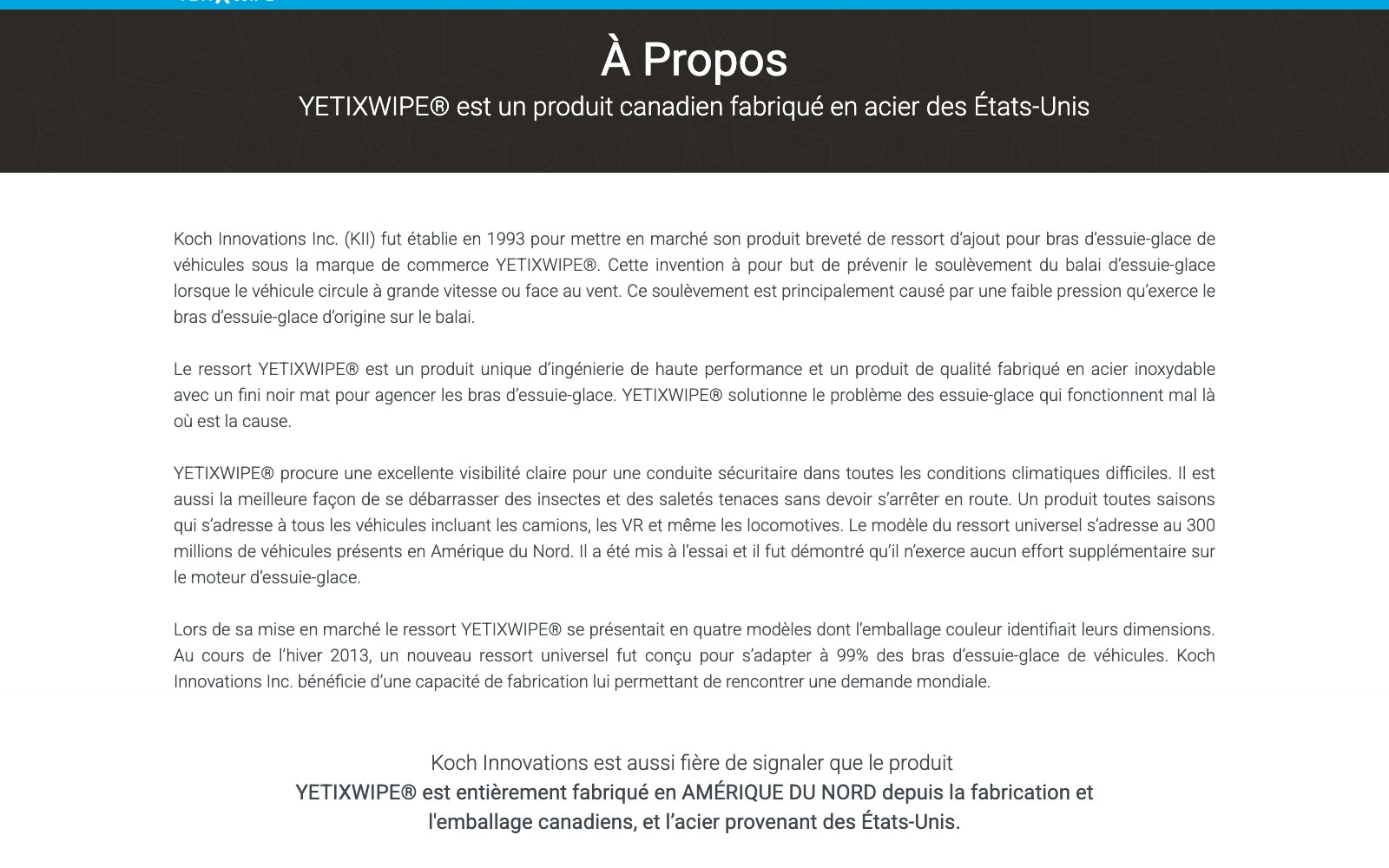 A propos section explaining the product