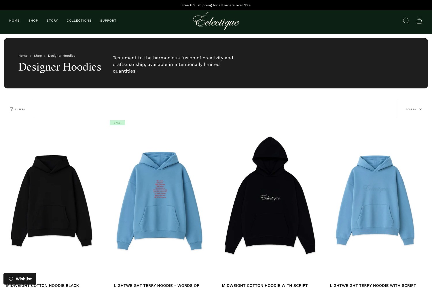 Designer hoodies collection header
