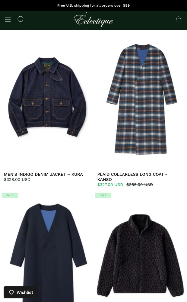 Mobile outerwear listing with the Kura denim jacket