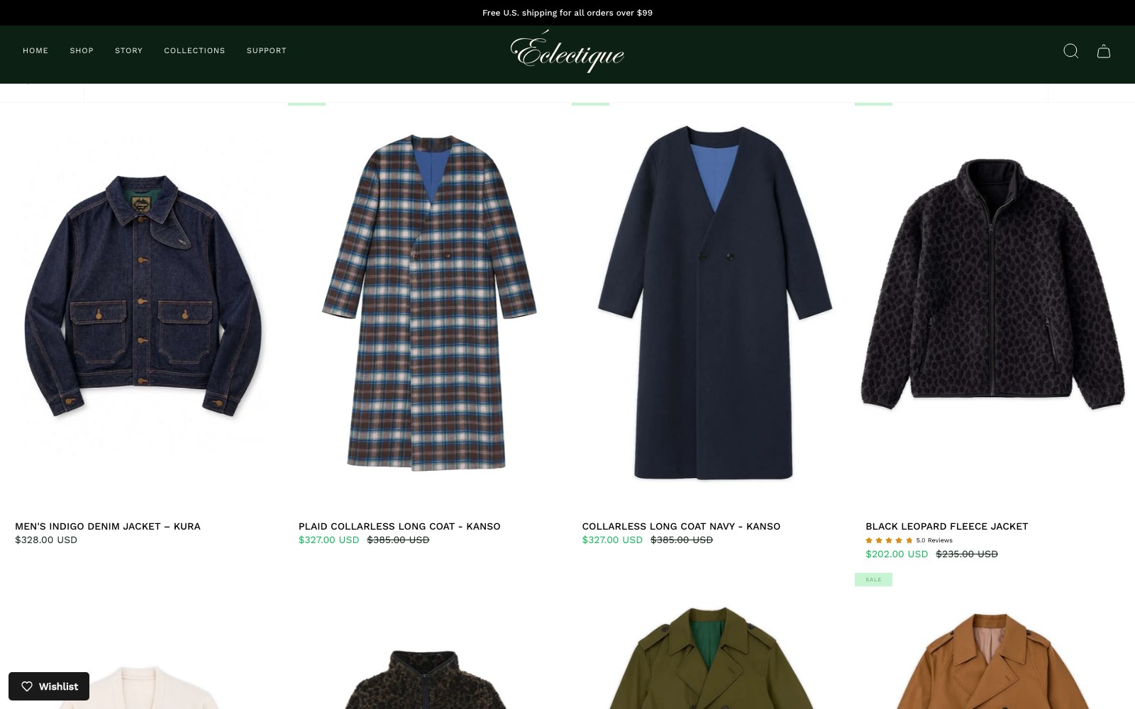 Outerwear grid of jackets, coats and fleece styles