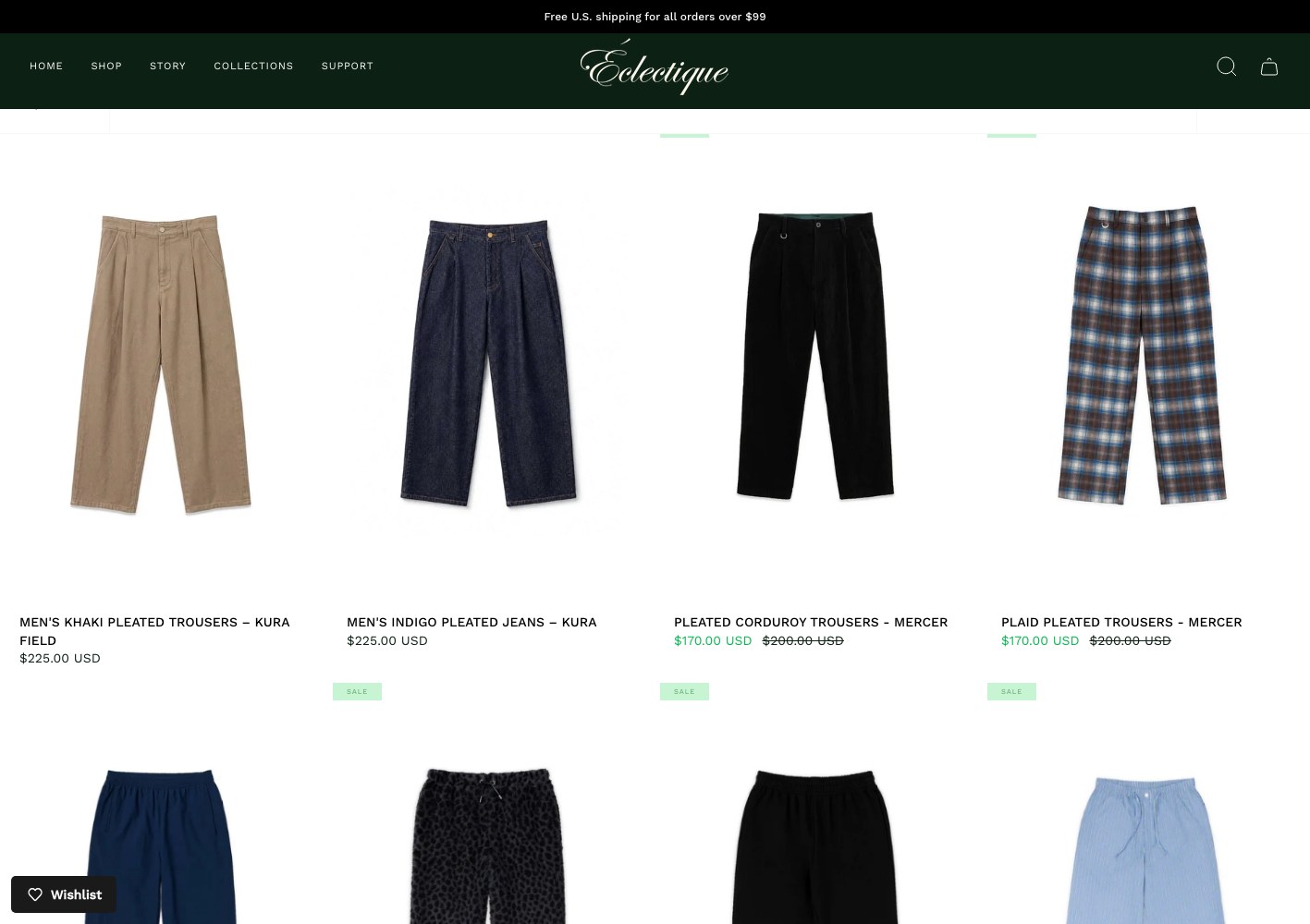 Trousers and denim grid including the Kura line