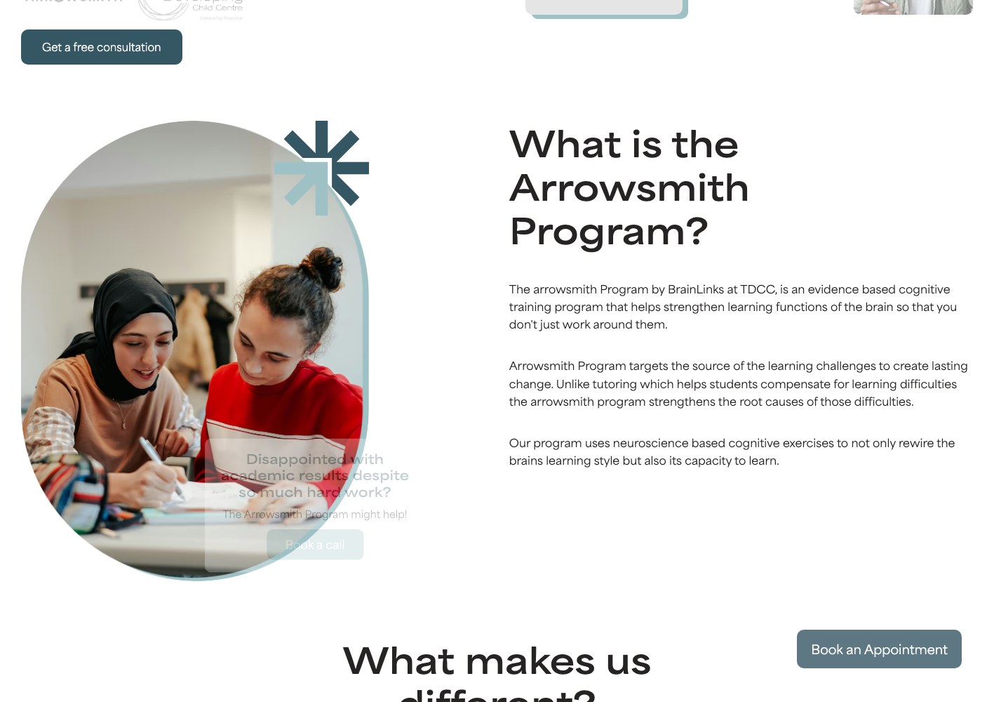 Arrowsmith Program explainer with learner photography
