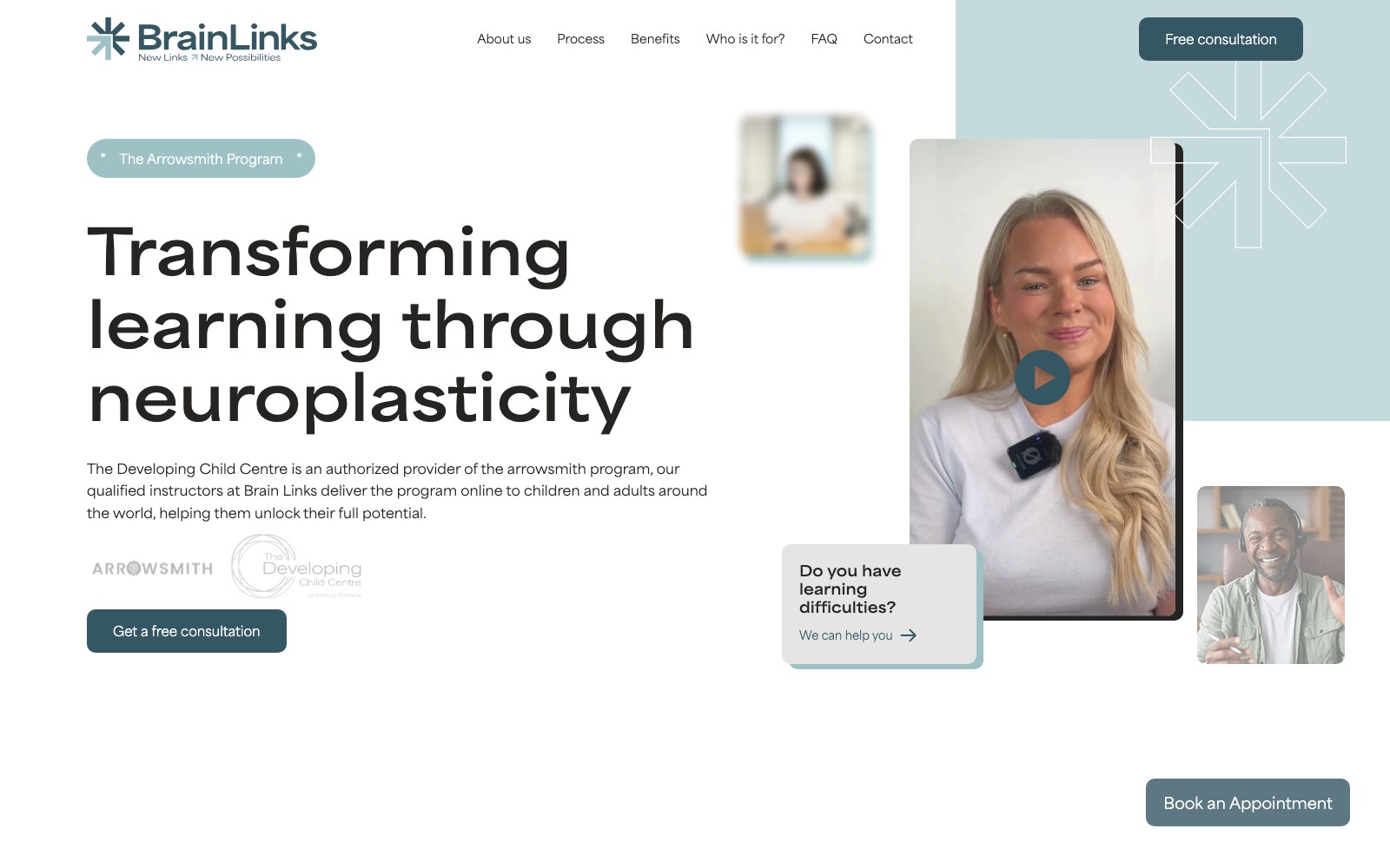 BrainLinks website homepage