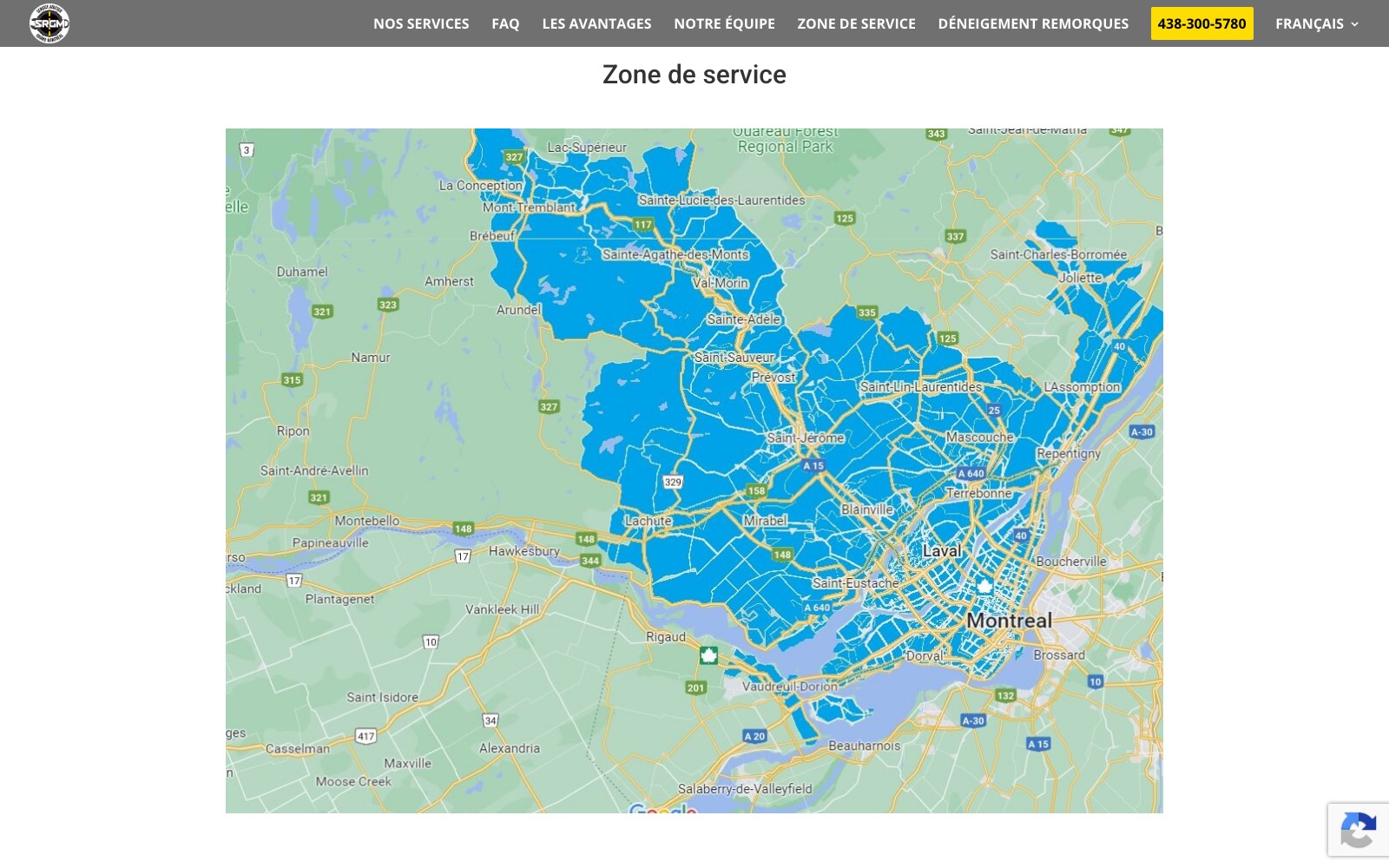 Greater Montreal service area map