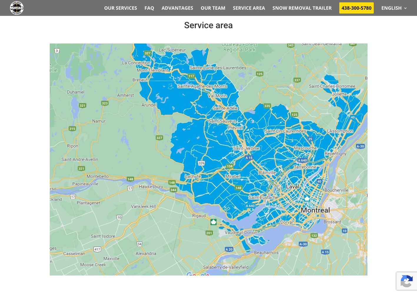 Service area map on the English site