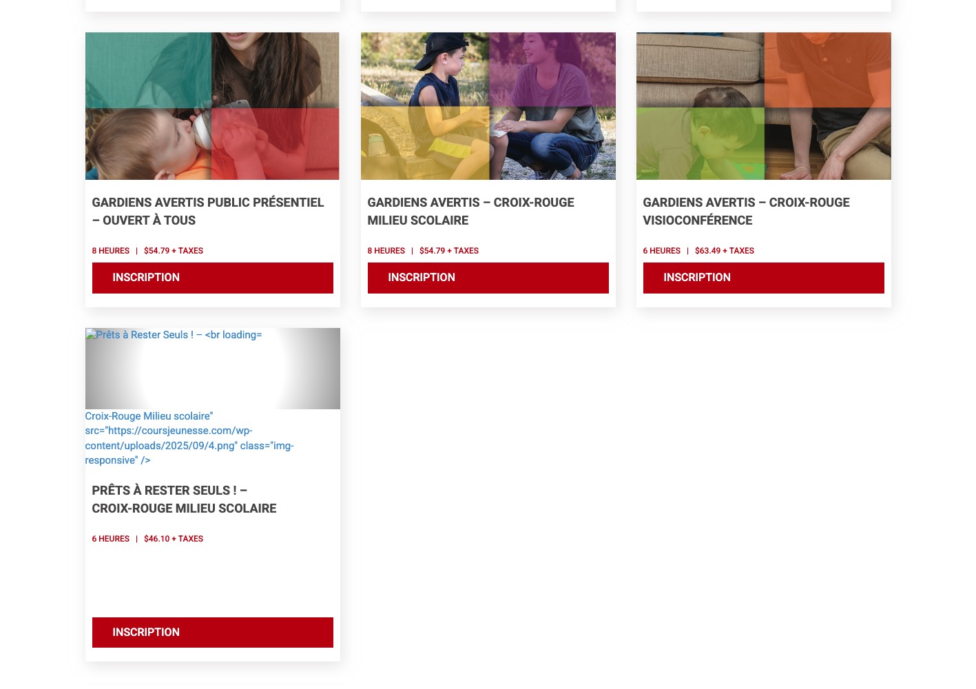 Grille des formations avec duree, format et prix