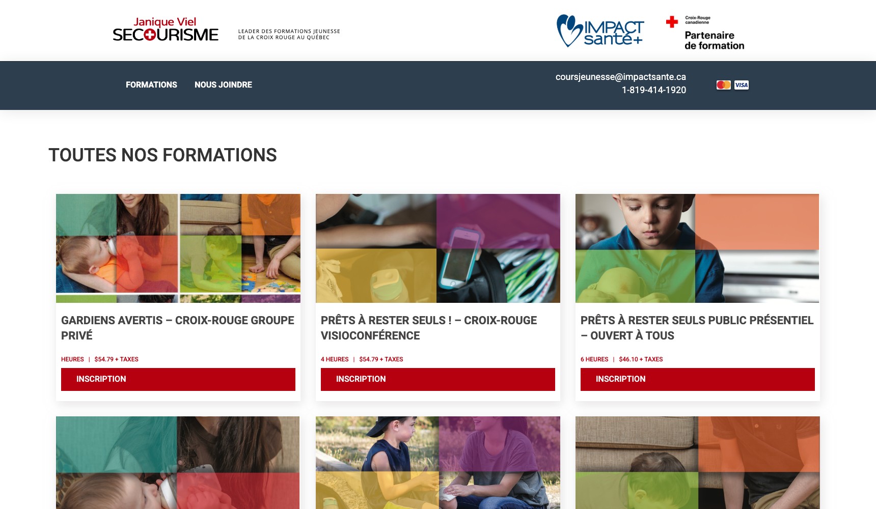 Page Toutes nos formations: le catalogue complet
