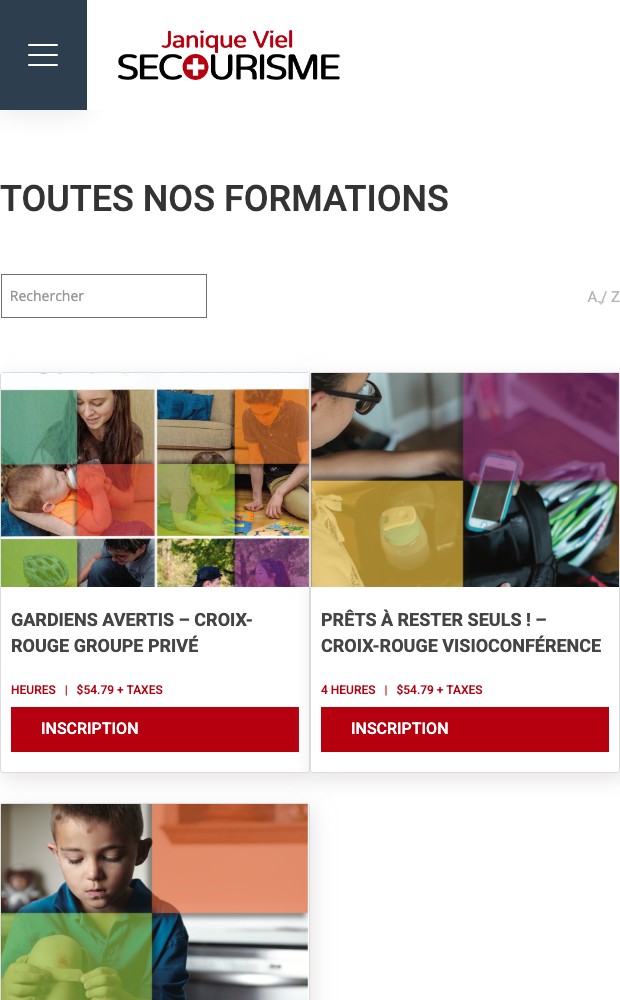 Catalogue de formations en version mobile