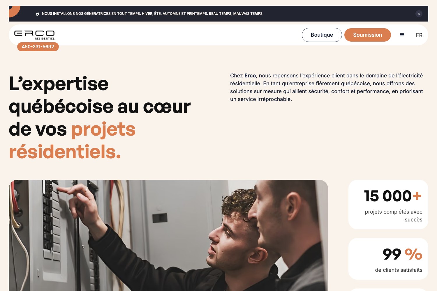 ERCO Residentiel Quebec expertise section