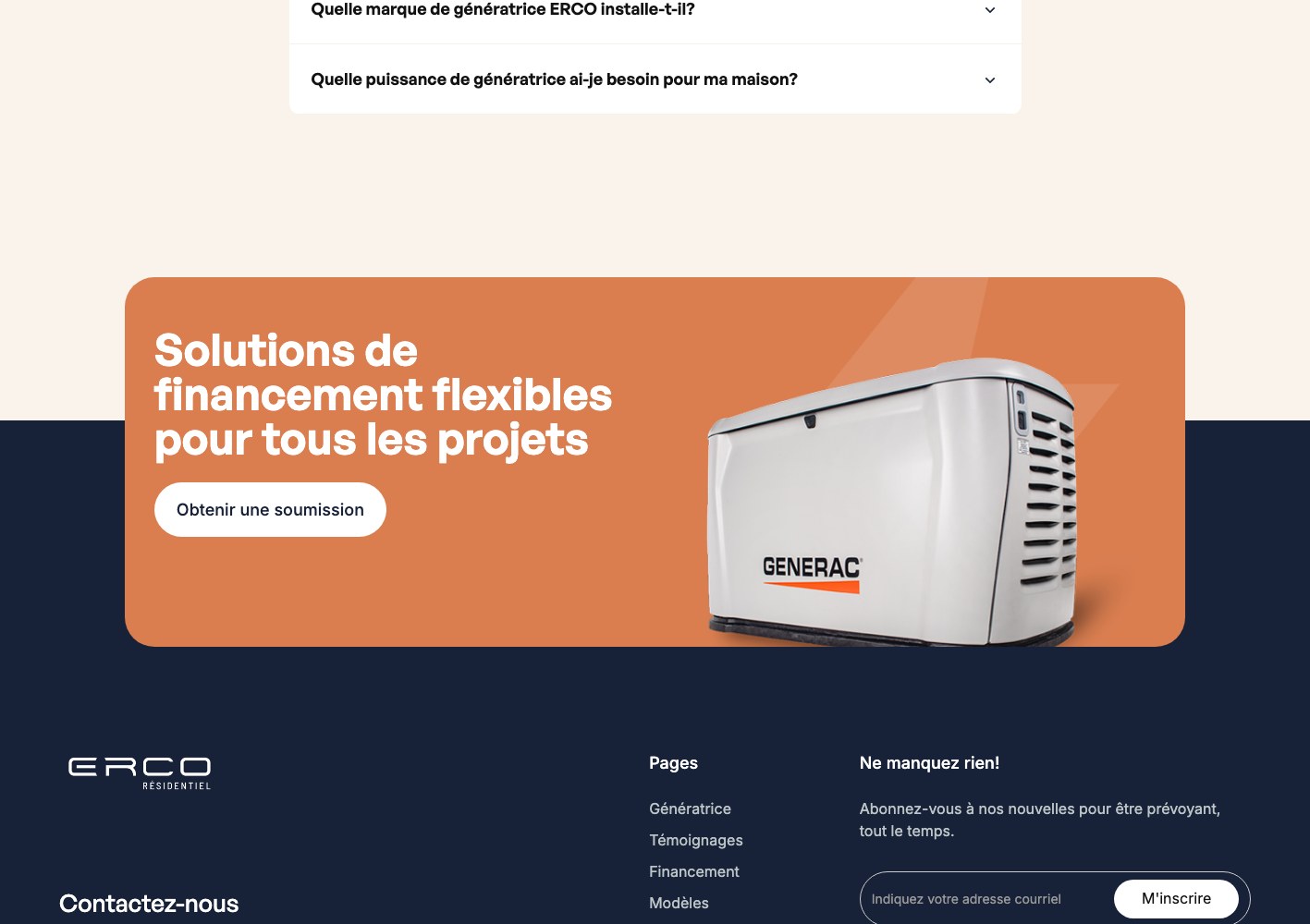 ERCO Residentiel financing options section