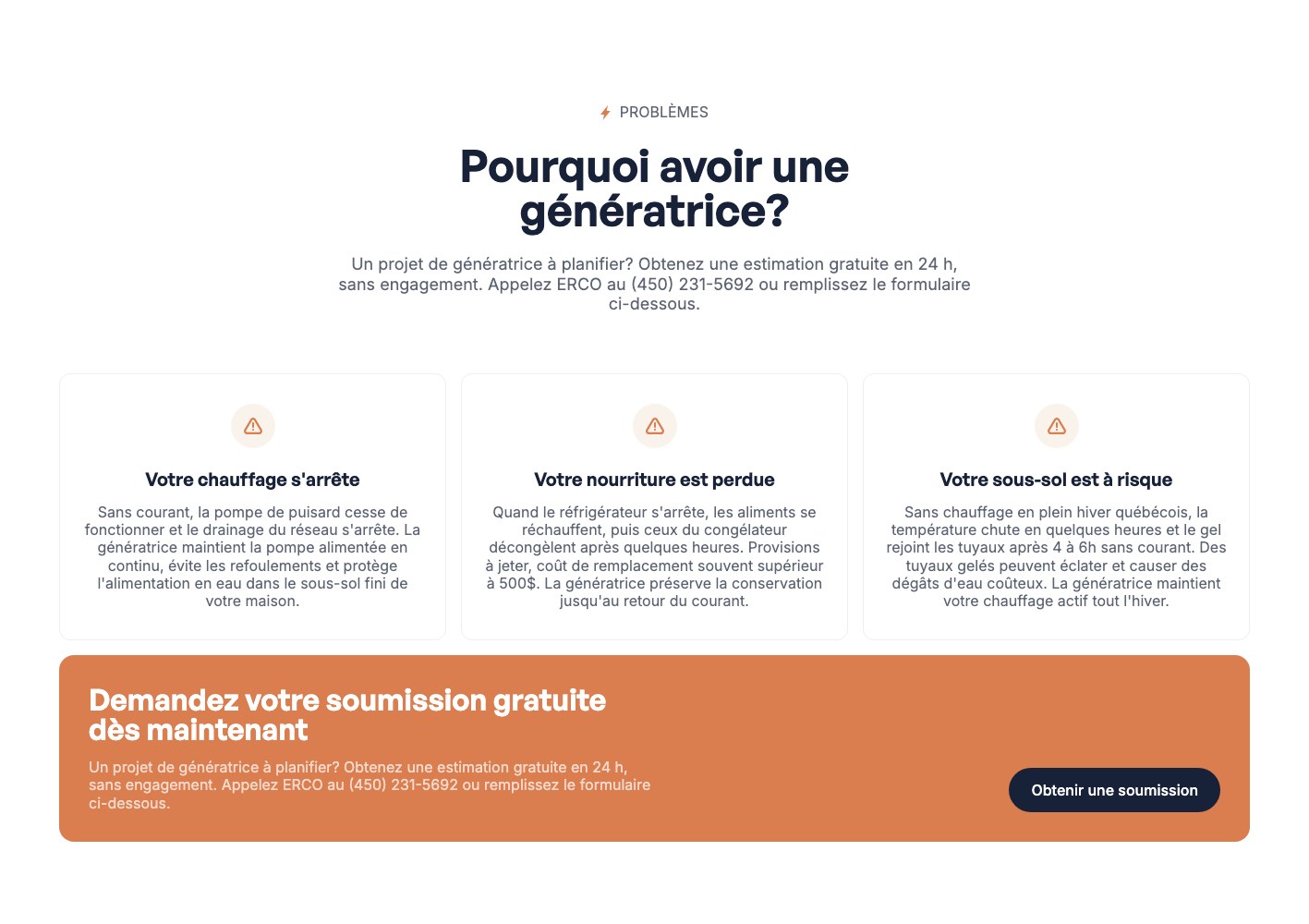 ERCO Residentiel why choose a generator explainer section