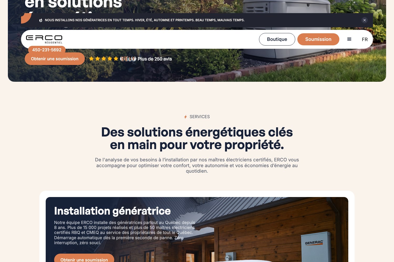 ERCO Residentiel turnkey energy solutions section