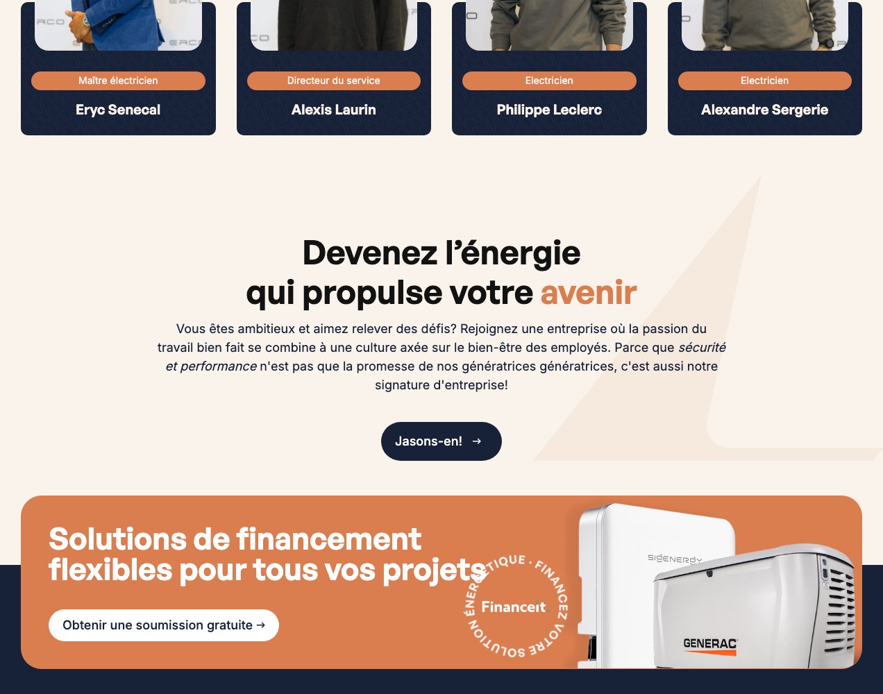 ERCO Residentiel team and financing wide section