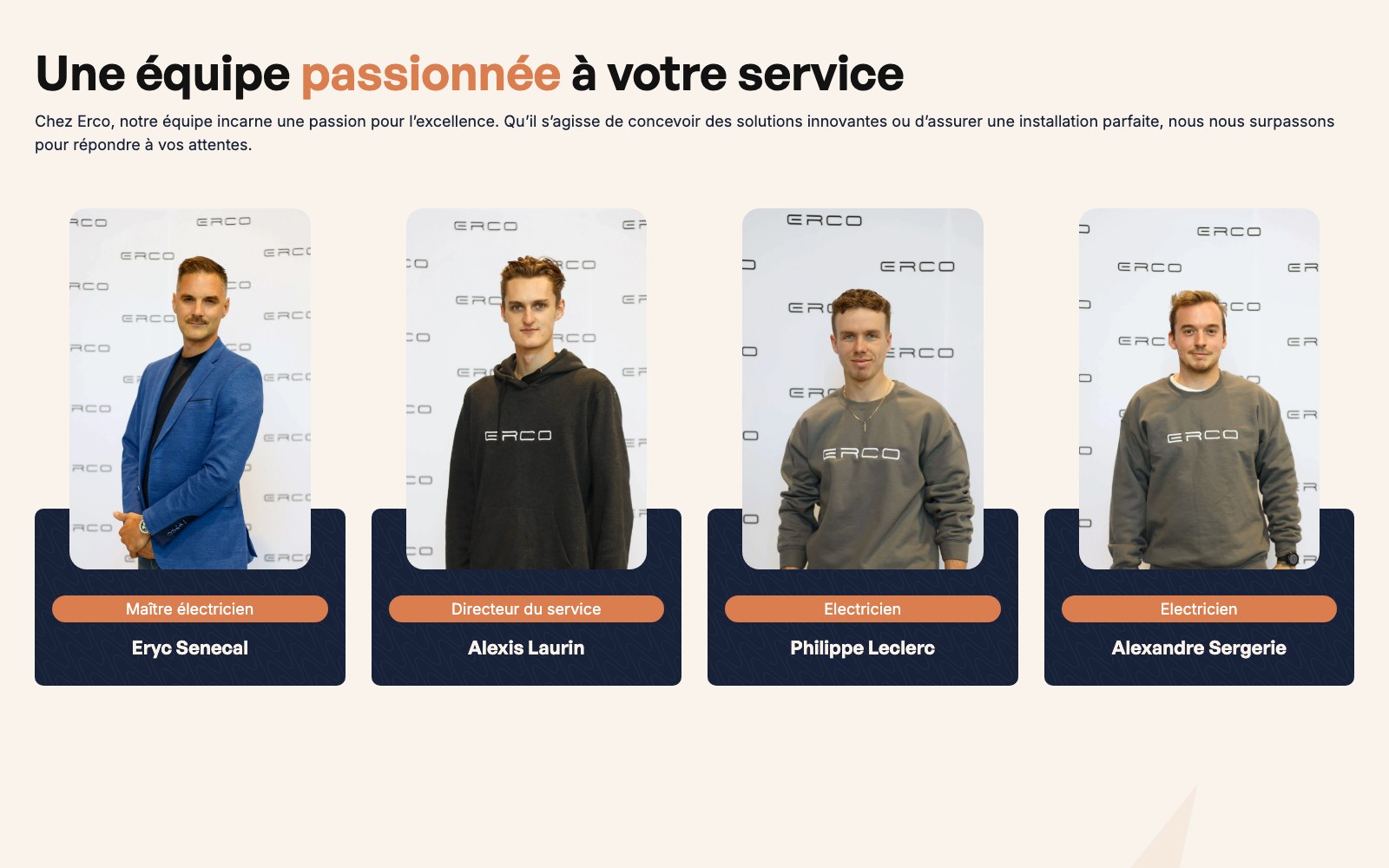 ERCO Résidentiel website team page